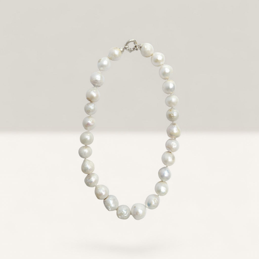 Collana Perla Scaramazza Forma Rotonda, Chiusura in Argento Sterling.