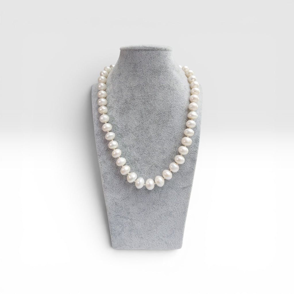 Collana Perla di Fiume Forma Cipolla, Chiusura Argento Sterling e Zirconi.