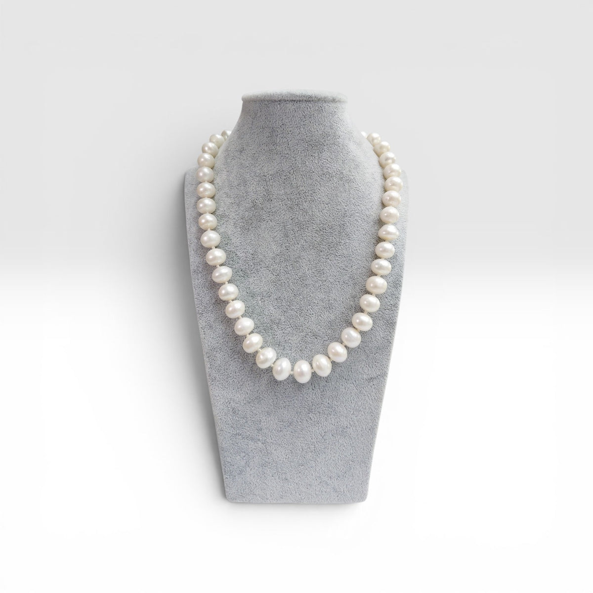 Collana Perla di Fiume Forma Cipolla, Chiusura Argento Sterling e Zirconi.