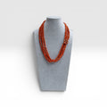 Collana Corallo Naturale Rosso Chips Irregolari, Centralino Argento, Corallo, 4 Fili.