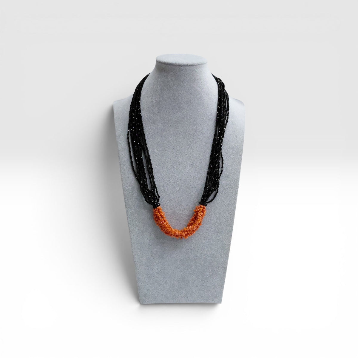 Collana Corallo, Spinello Nero, 10 Fili.