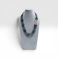 Collana Ametista, Giada, Taglio Cabochon, 3 Fili, Chiusura Argento Dorato.