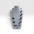 Collana Onice, Ametista Chiara, 3 Fili, Chiusura Argento Dorato.