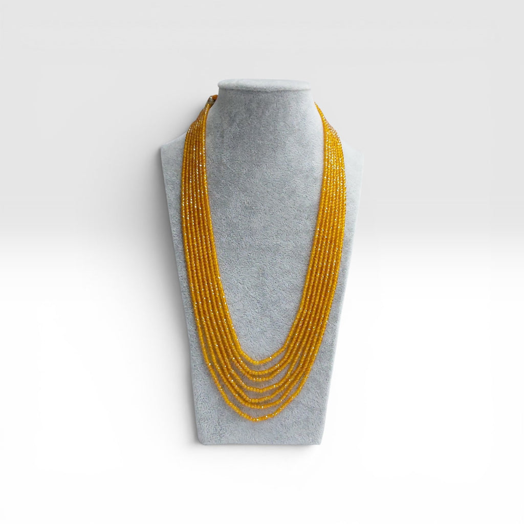 Collana Zirconi Arancioni Sfaccettati, 7 Fili.