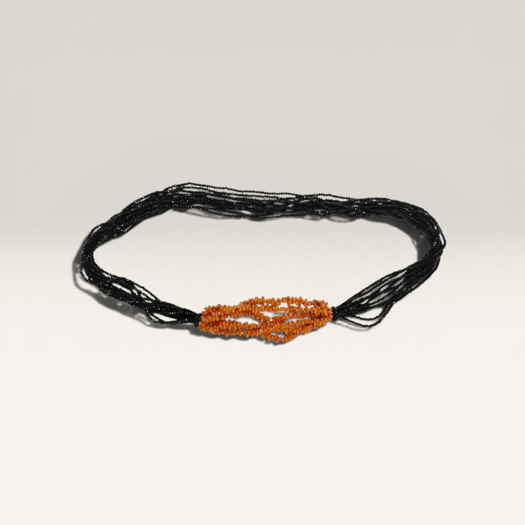 Collana Corallo, Spinello Nero, 10 Fili.