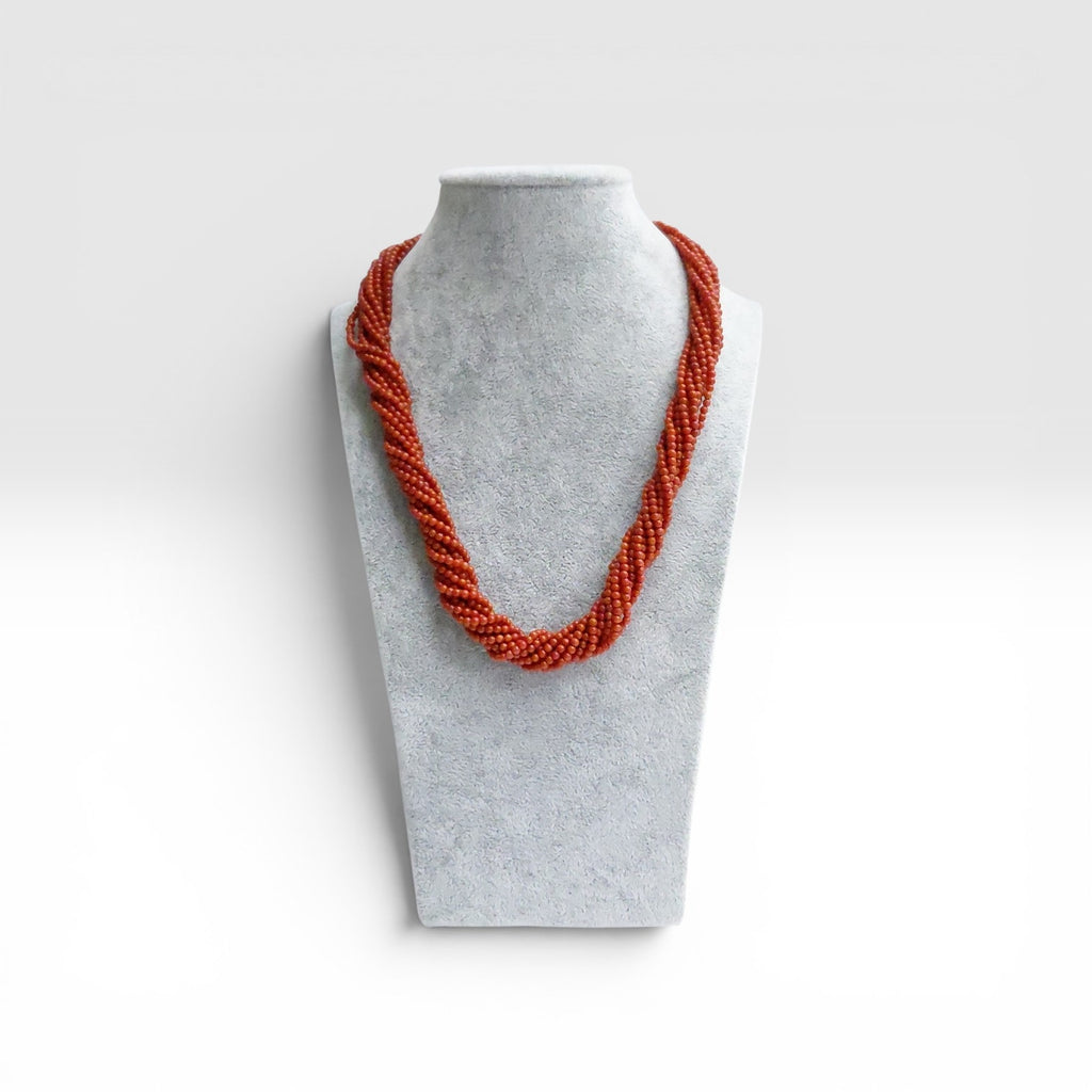 Collana Corallo, 11 Fili, Chiusura Argento Sterling.