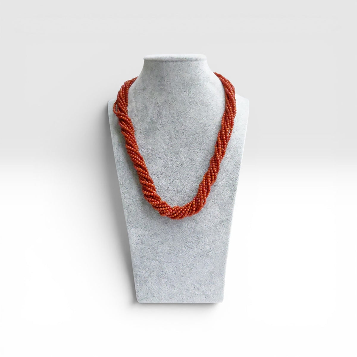 Collana Corallo, 11 Fili, Chiusura Argento Sterling.