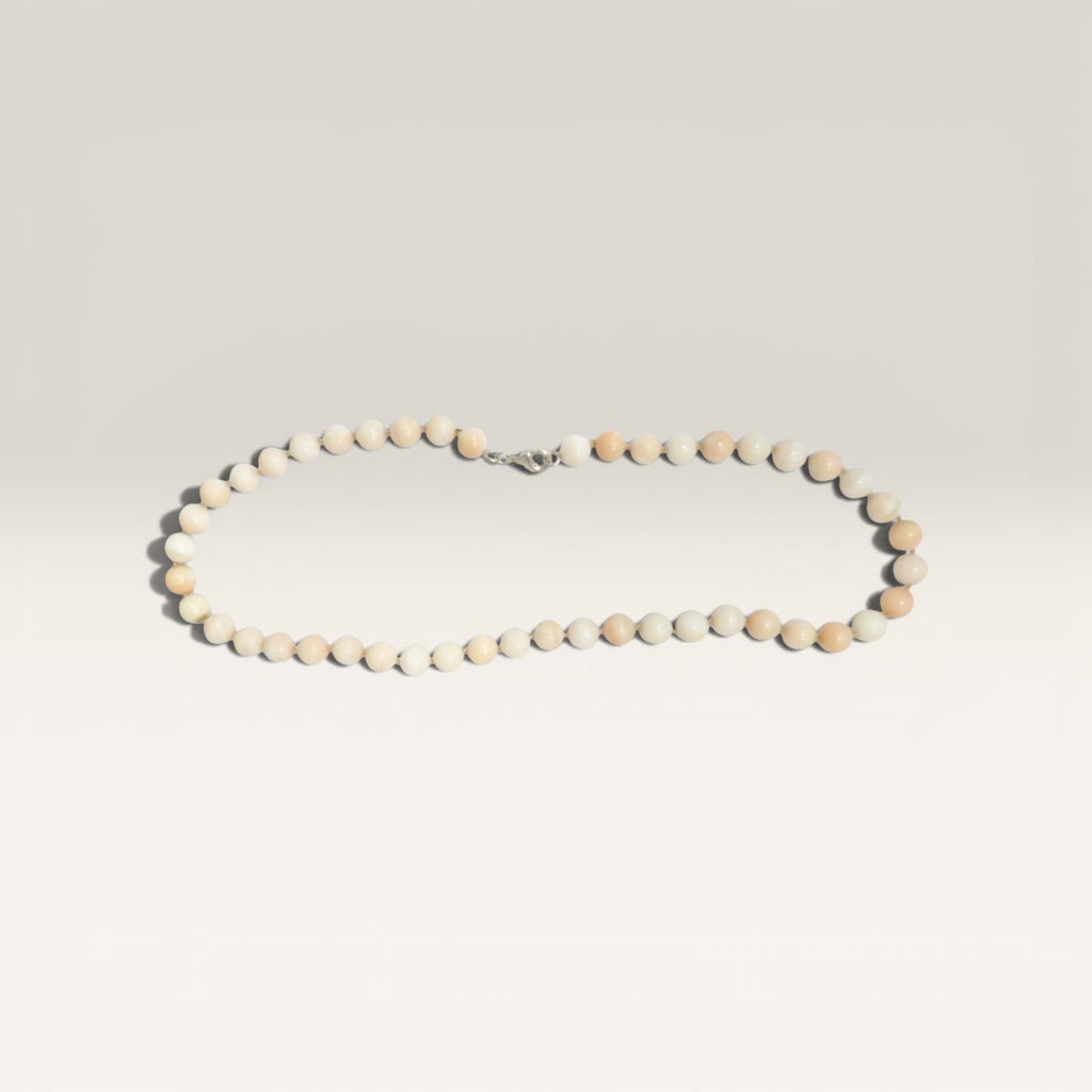 Collana Corallo Rosa Chiaro Giapponese, Chiusura Argento.
