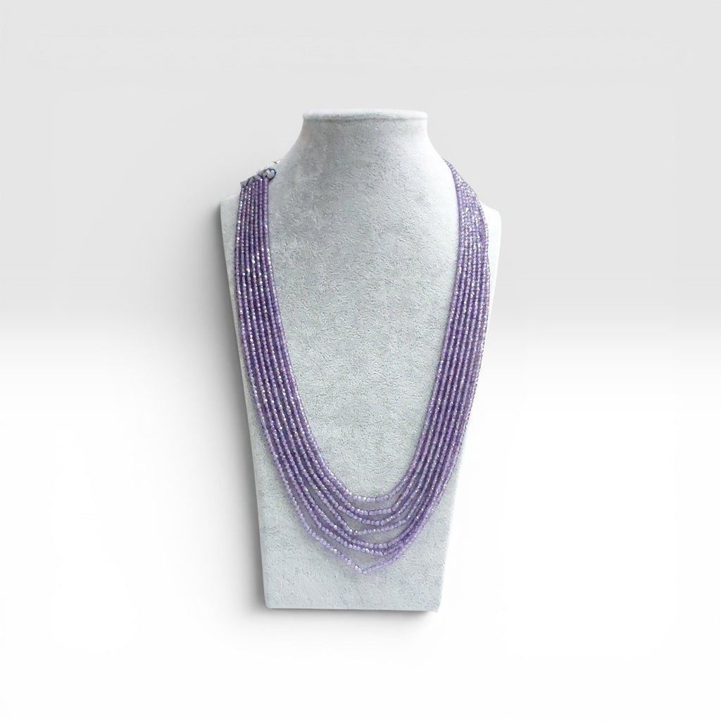 Collana Zirconi Viola Sfaccettati, 7 Fili.