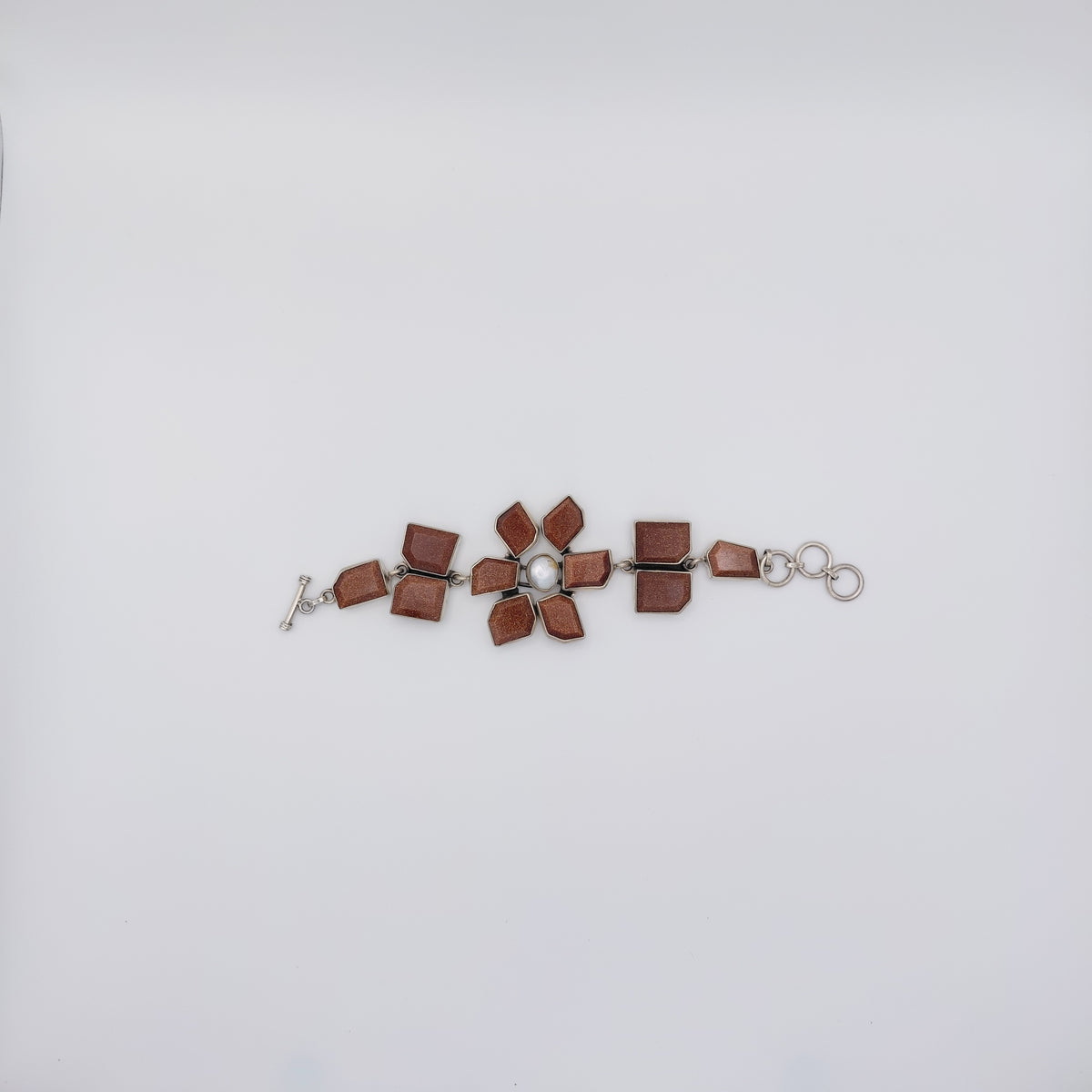 Bracciale Argento Sterling, Pietra di Sole, Perla Naturale.