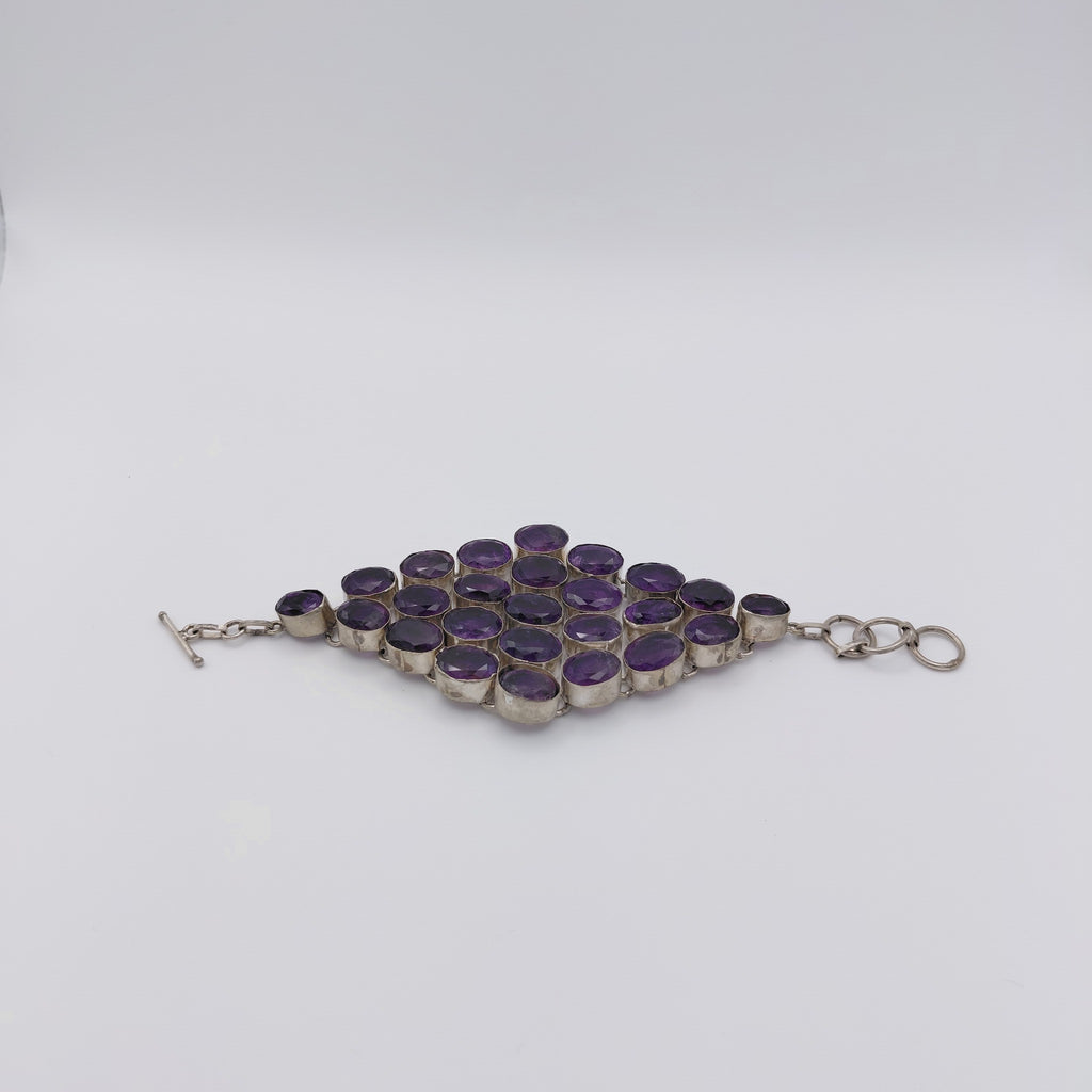 Bracciale Argento Sterling, Ametista Sfaccettata.