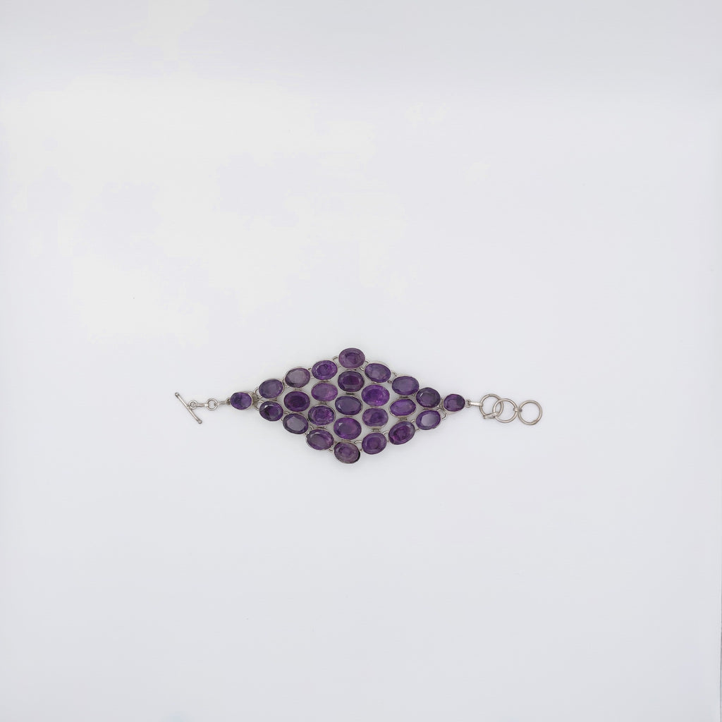 Bracciale Argento Sterling, Ametista Sfaccettata.