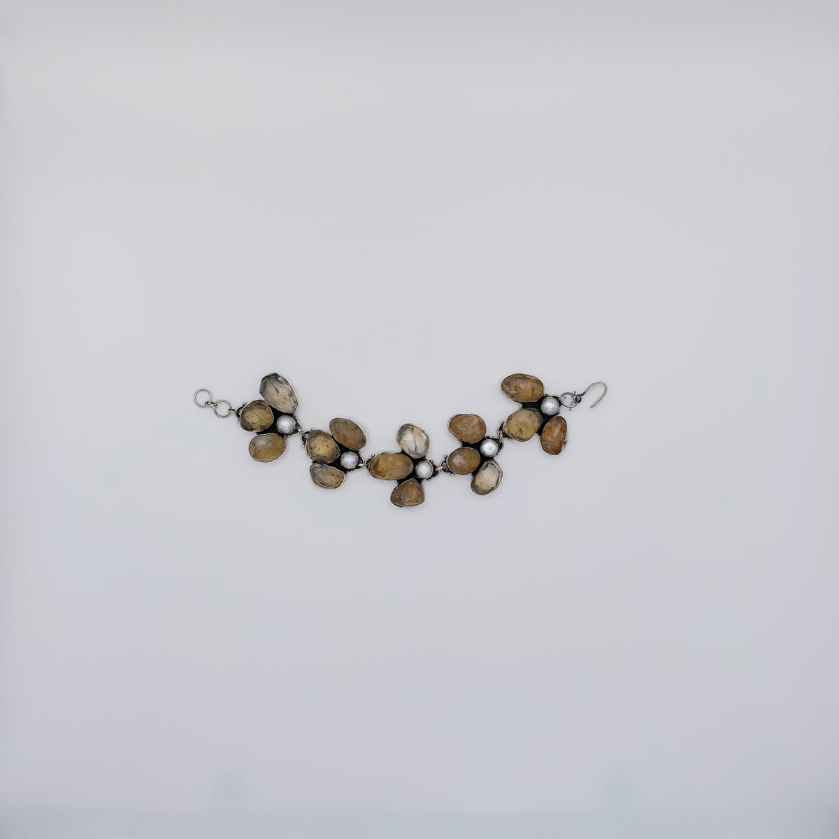 Bracciale Argento Sterling, Quarzo Citrino, Perla Naturale.