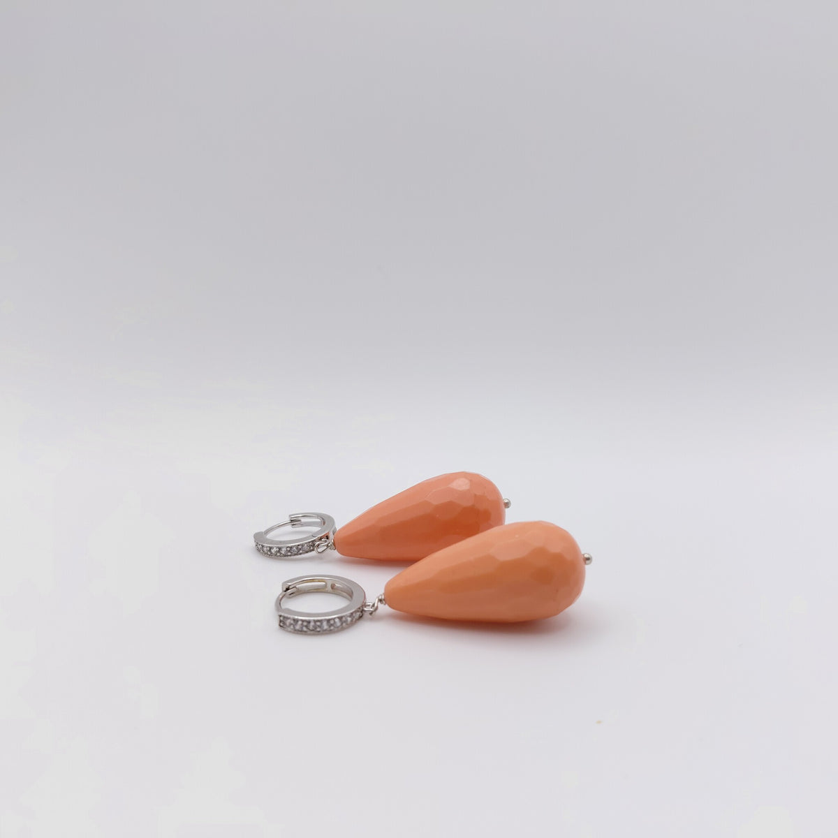 Orecchini Argento Sterling, Corallo Rosa.