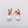 Orecchini Perla Scaramazza, Argento Sterling, Corallo.