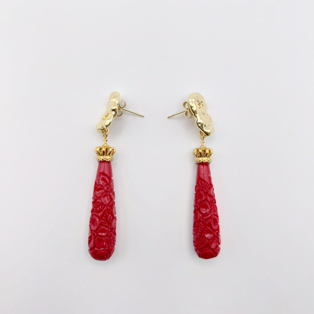 Orecchini Ottone, Corallo.