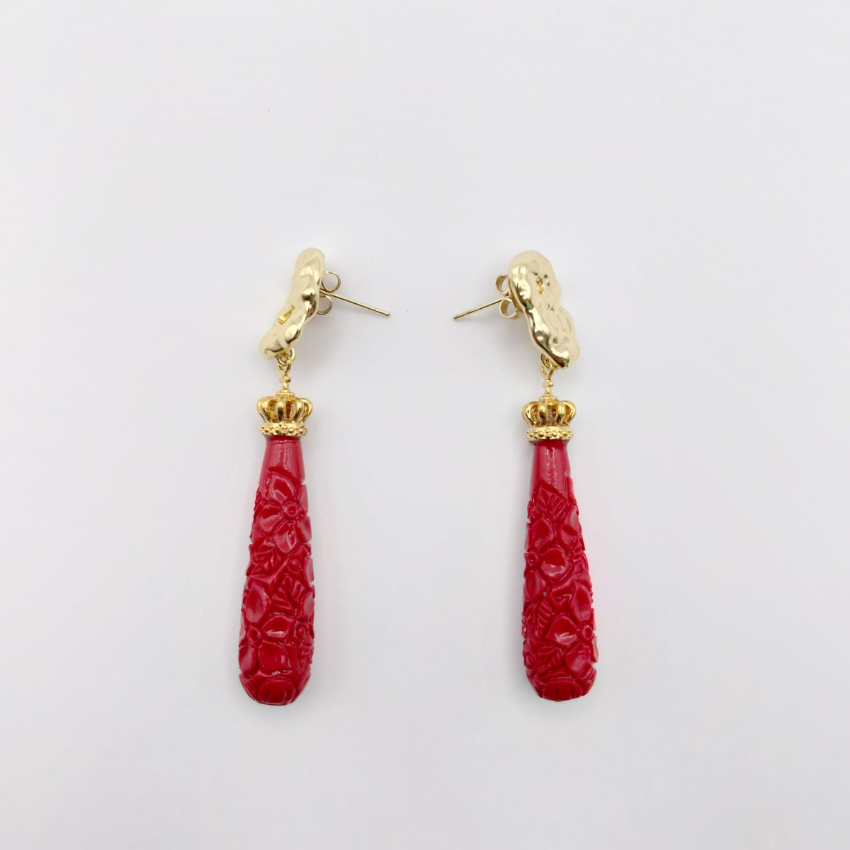 Orecchini Ottone, Corallo.
