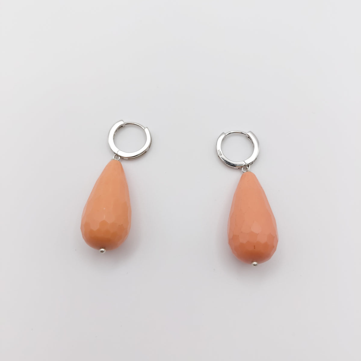 Orecchini Argento Sterling, Corallo Rosa.