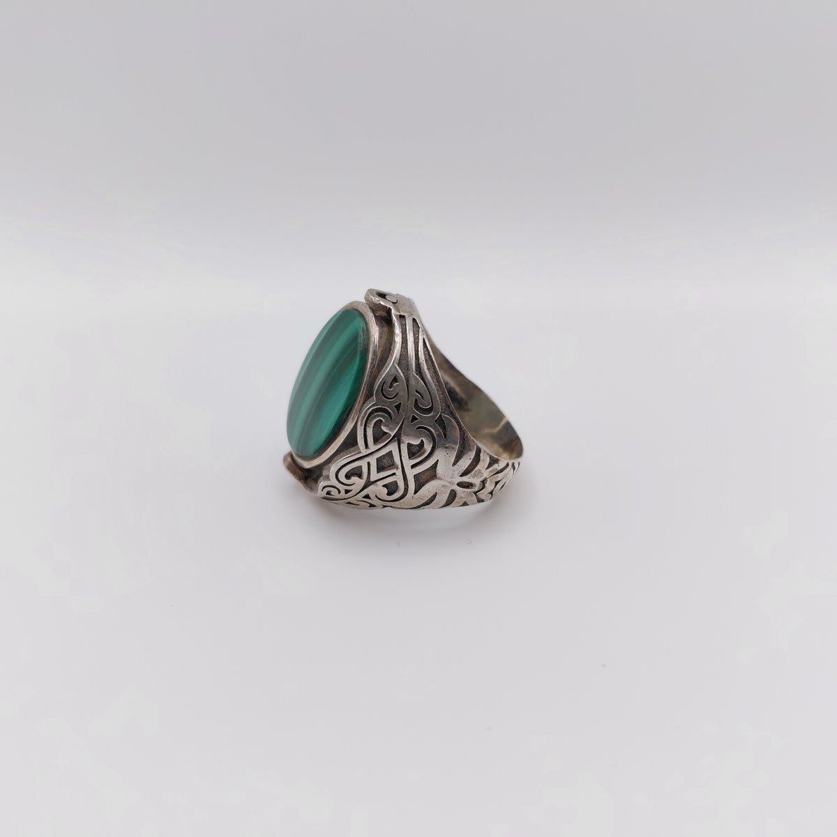 Anello Argento Sterling, Malachite, Larimar, "Due Facce".