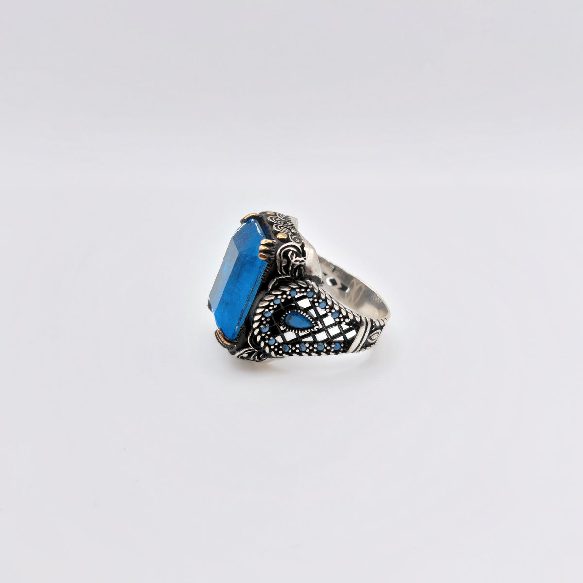 Anello Argento Sterling, Tormalina Blu.
