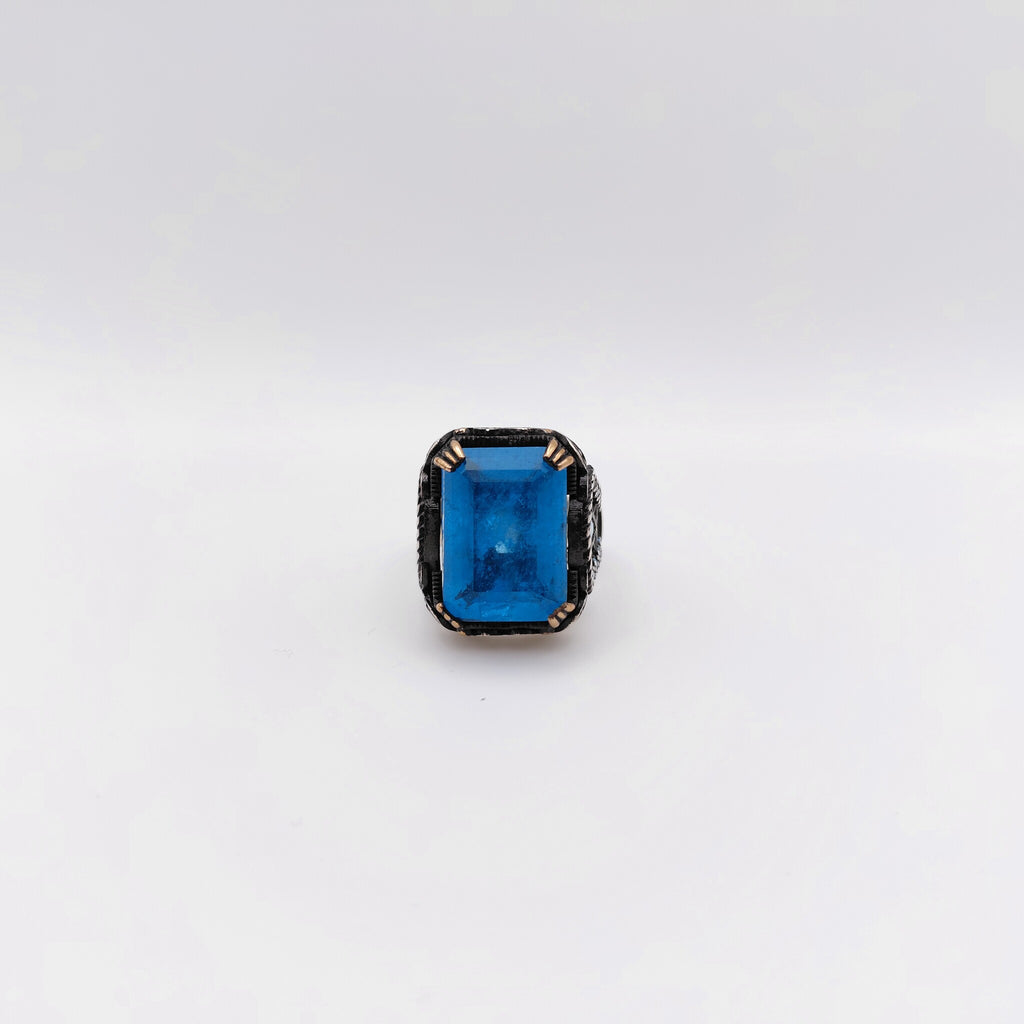 Anello Argento Sterling, Tormalina Blu.