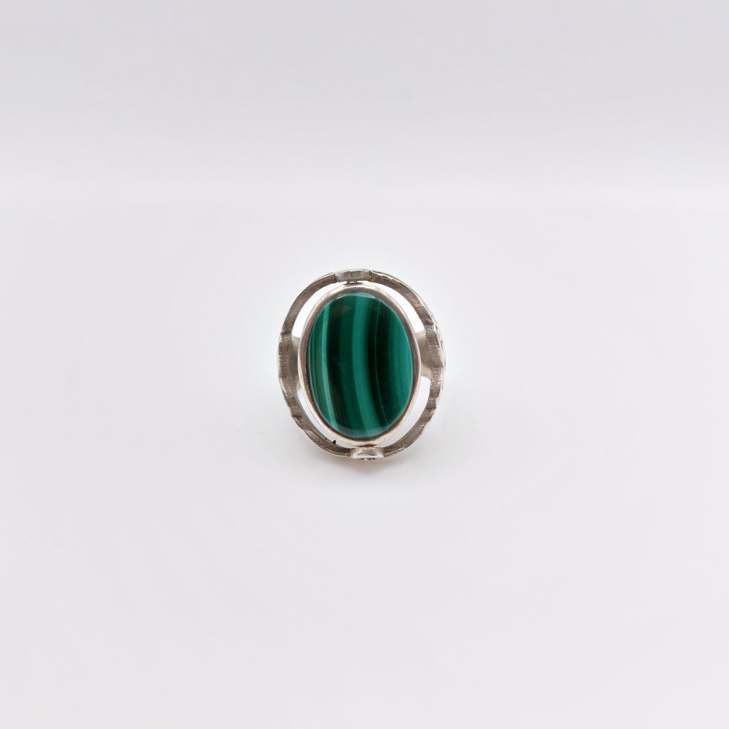Anello Argento Sterling, Malachite, Larimar, "Due Facce".