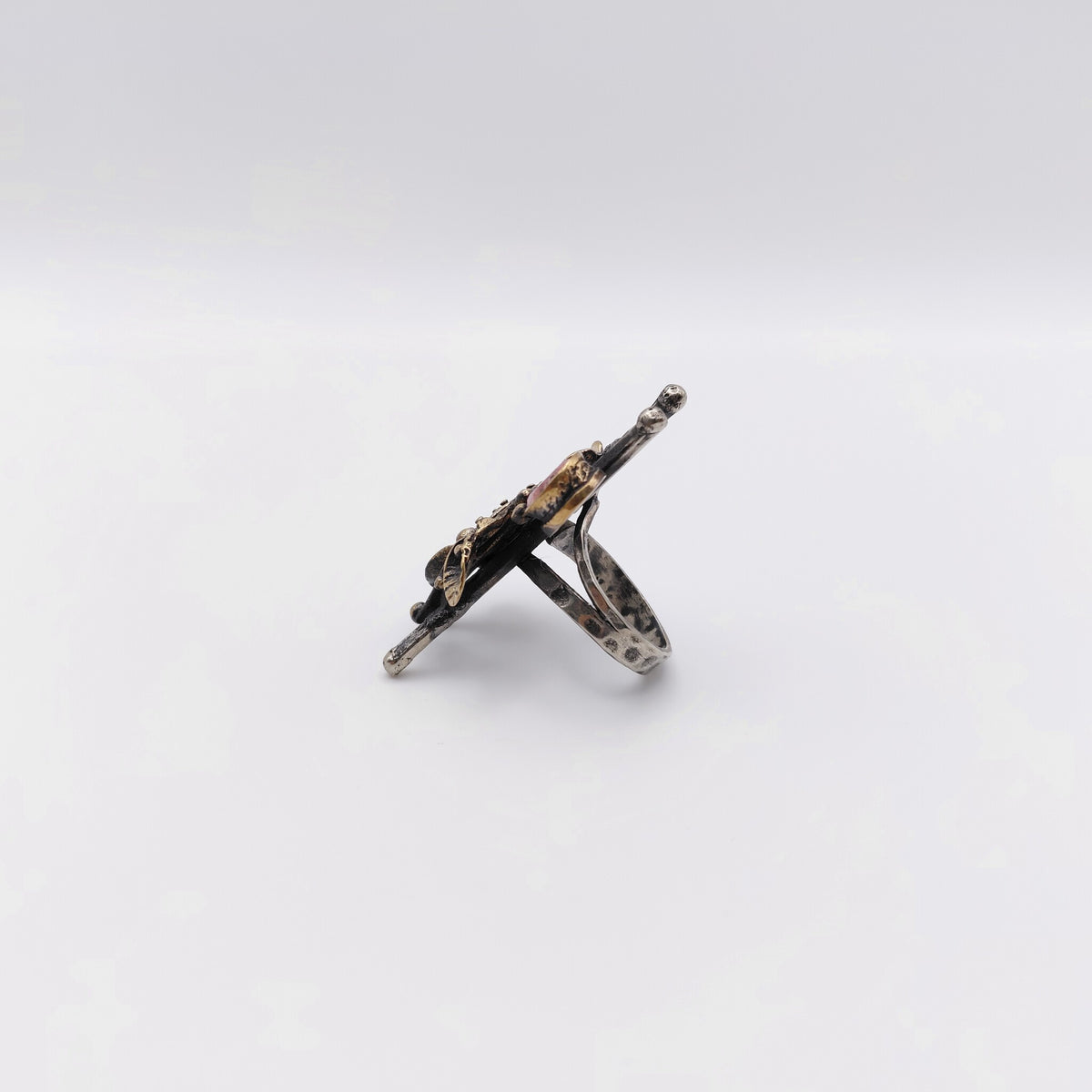 Anello Argento Sterling, Radice di Rubino, Radice di Smeraldo "Fiori".