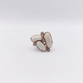 Anello Argento Sterling Placcato in Oro Rosa, Corallo Angelo, Zaffiro Bianco.
