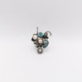 Anello Argento Sterling, Radice di Smeraldo, Zirconi, Perla di fiume, "Fiori".