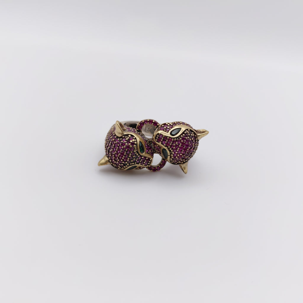 Anello Smeraldo, Tormalina Rosa, "Pantere"