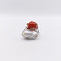 Anello Argento Sterling, Corallo, Perla Australiana