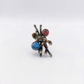 Anello Argento Sterling, Radice di Rubino, Radice di Smeraldo "Fiori".