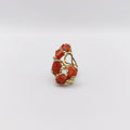 Anello Argento Sterling Placcato in Oro, Corallo.