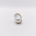 Anello Argento Sterling Placcato in Oro, Perla Scaramazza Australiana.