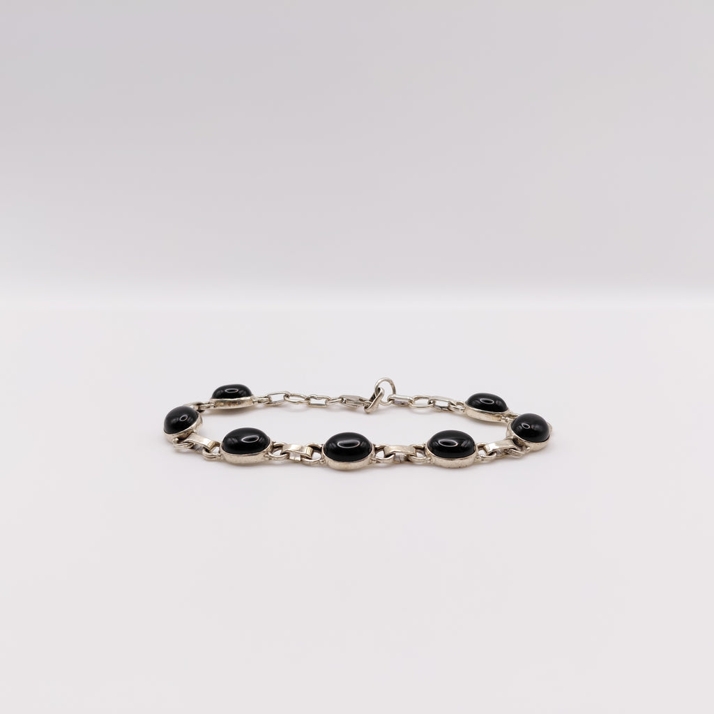 Bracciale Argento Sterling con Ossidiana Nera.