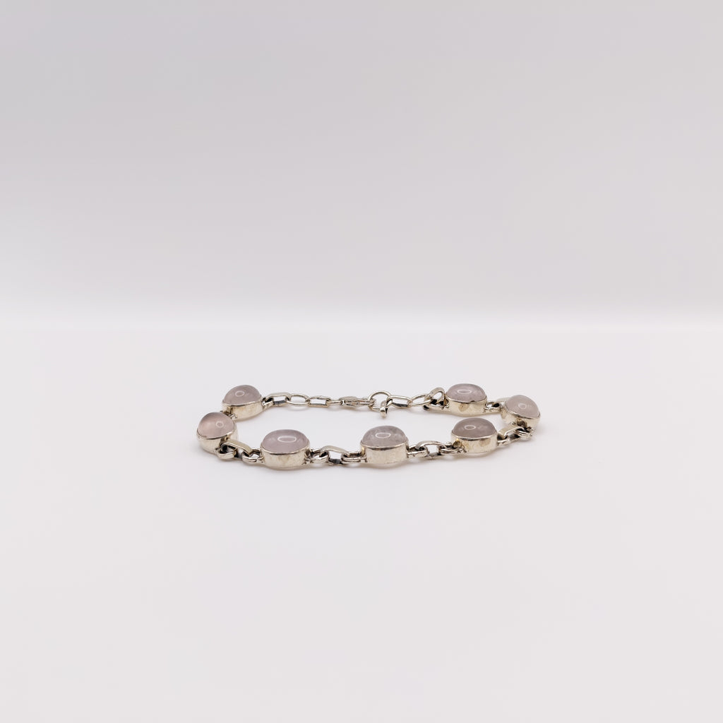 Bracciale Argento Sterling con Quarzo Rosa.