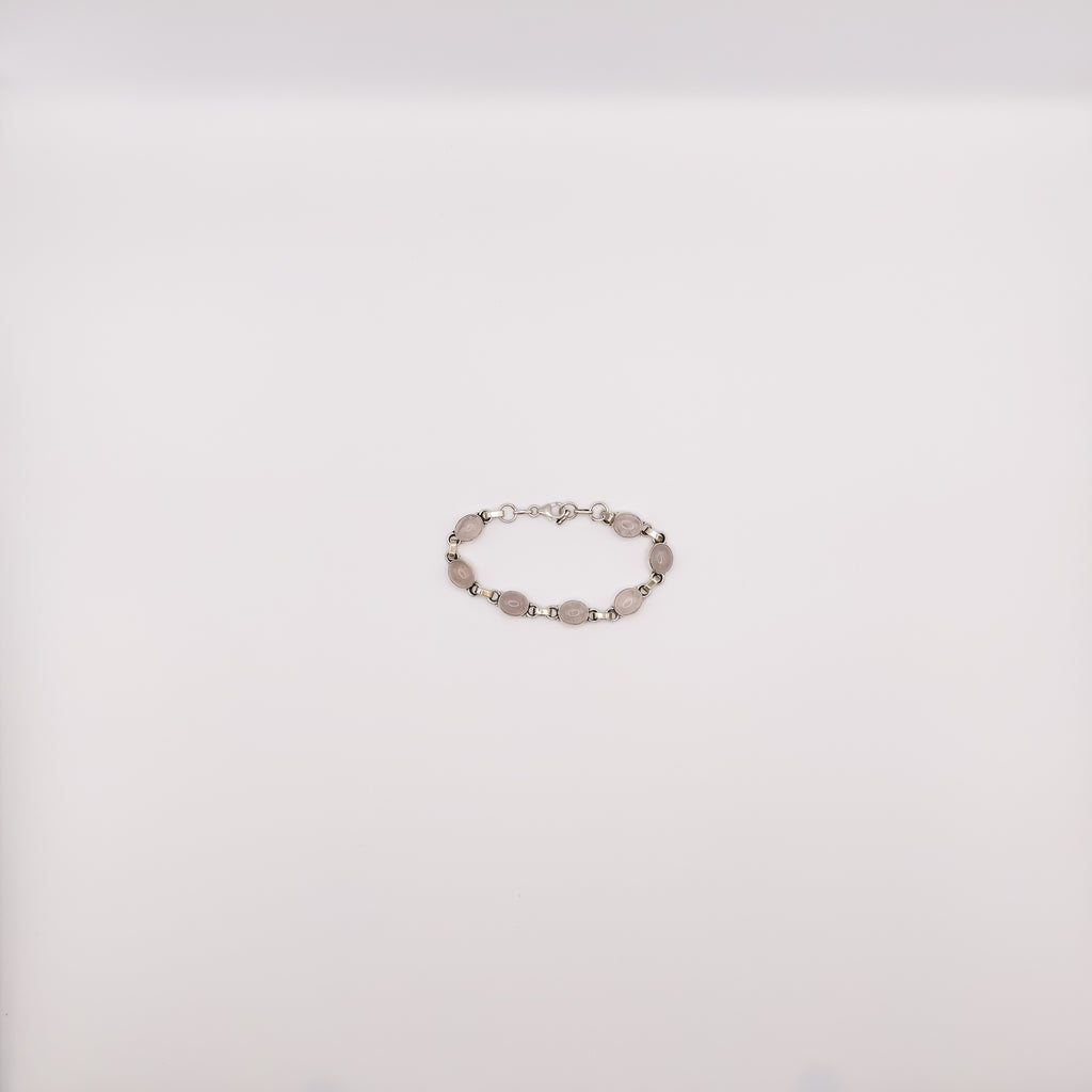 Bracciale Argento Sterling con Quarzo Rosa.