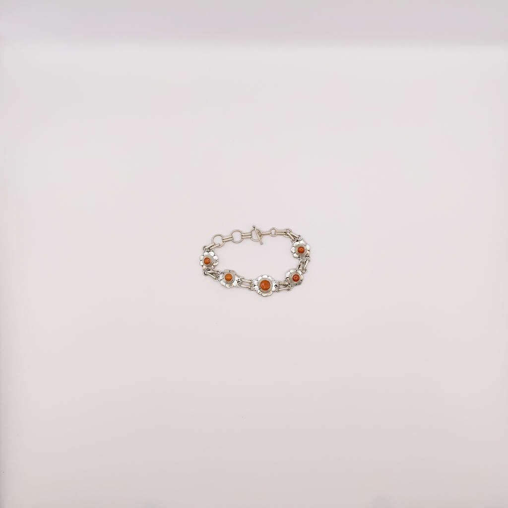 Bracciale Argento Sterling con Corallo Rosso Chiaro.