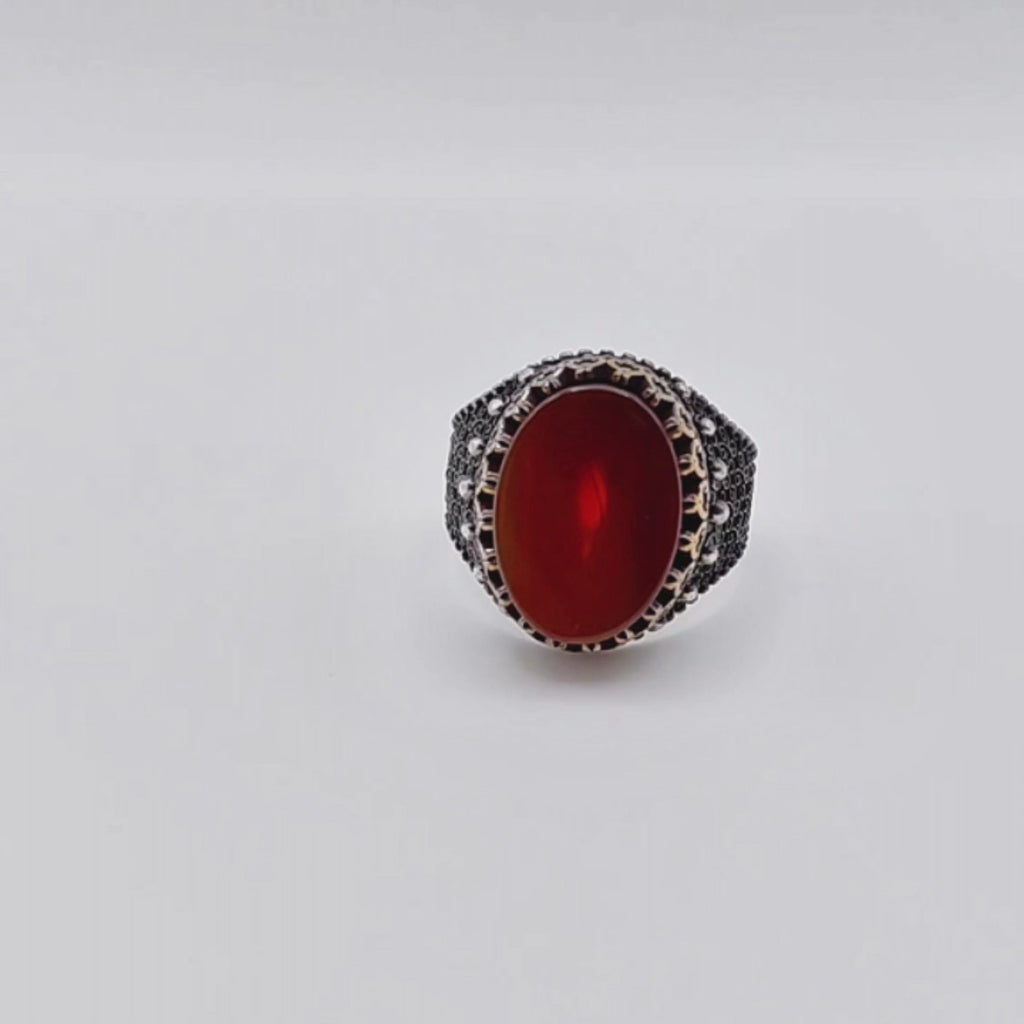 Anello Argento Sterling, Corniola.